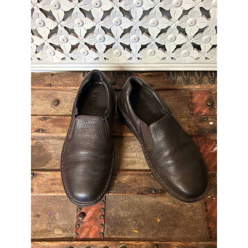 Propet Mens Dark Brown Pebbled Leather Slip On Loafers Shoes Size 11.5